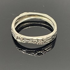 Vintage Sterling Silver 925 Flower Floral Textured 4mm Band Ring Sz 7
