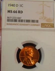 1940 D NGC MS66 RD Lincoln Wheat Cent Coin