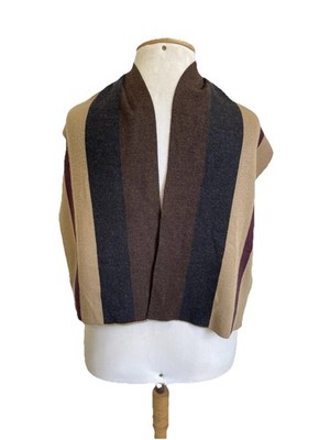 Authentic KENZO HOMME Striped Colorblock Wide Knit Scarf Wrap Brown #A108