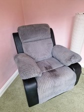 Grey Fabric Manual Recliner Chair Lazy Boy Style