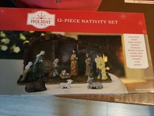 12 Piece Nativity Set Large Christmas Living Porcelain Display New In Box