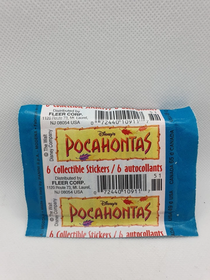 Disney's Pocahontas Panini 1995 Sealed Sticker Packet - Image 2 of 2