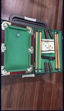 Portable Tabletop Pool Ball Game Set   Complete Mini Billiards with Cues