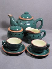 Bearware Mini Tea Set Boyds Child's Green Glazed Redware 9 pc 1999 Decorative