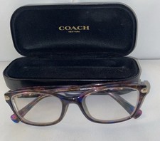 Coach Eyeglasses Frames HC6065 5288 Confetti Purple Blue Gold Cat Eye 51-17-135
