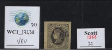 WC1_27438_BIS. ..BIG CARIBBEAN ISLAND.  Valuable 1866 ovpt. stamp. Sc.22. Used