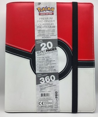 Pokémon Premium Pro Binder - White/Red Leatherette padded cover UltraPro Cards