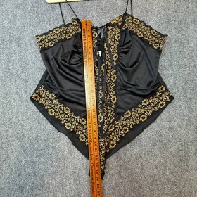 Vintage Teddy Bodysuit 3XL Black Gold Lace Plus Size