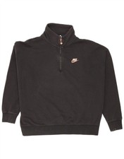 Nike Womens Oversized Graphic Zip Neck Sweatshirt Jumper UK 14 Medium Black BO12