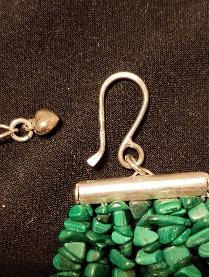 Colección Jay King "Hallazgos Minos" Vintage 7 Hilos Genuino Malaquita Collar!! Foto 4 de 4