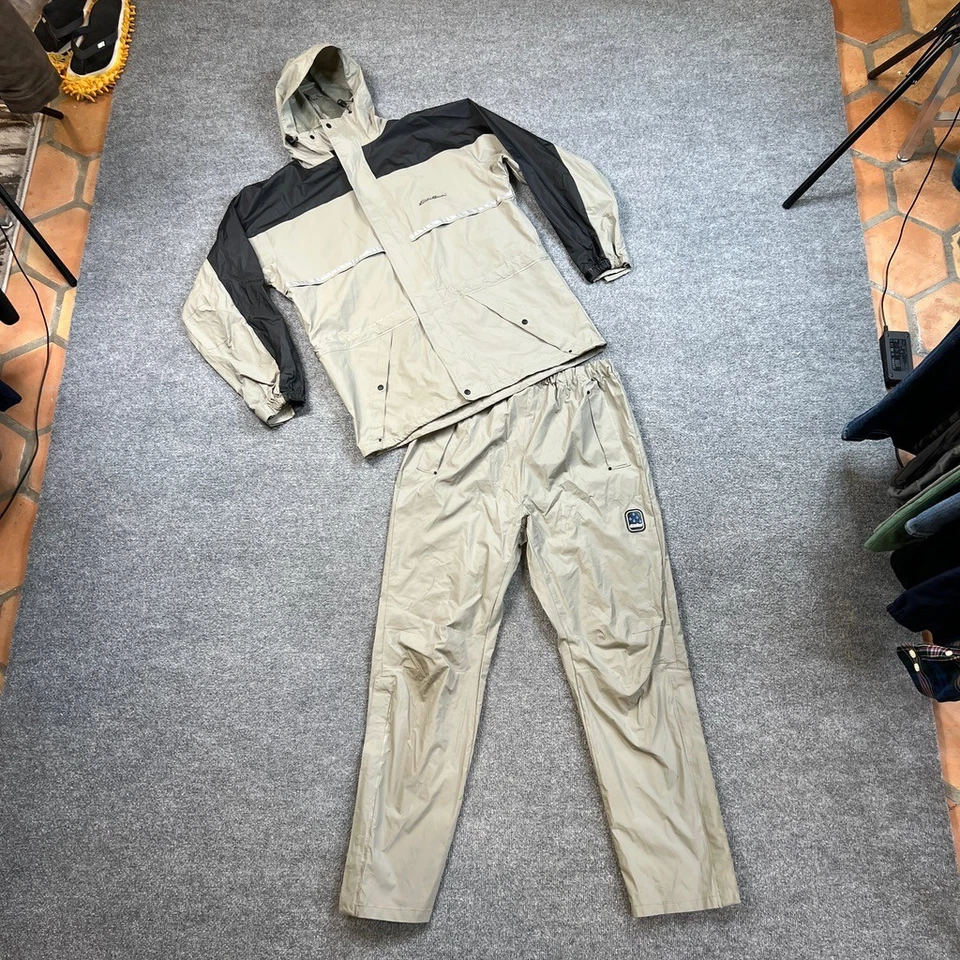 Traje de lluvia vintage Eddie Bauer para hombre grande mezcla de PVC impermeable chaqueta con capucha pantalón Foto 2 de 4