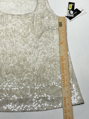 NWT Peter Nygard Sequin Front Paisley Print Tank Top Size 16 Sparkley Lagenlook - Picture 20 of 20