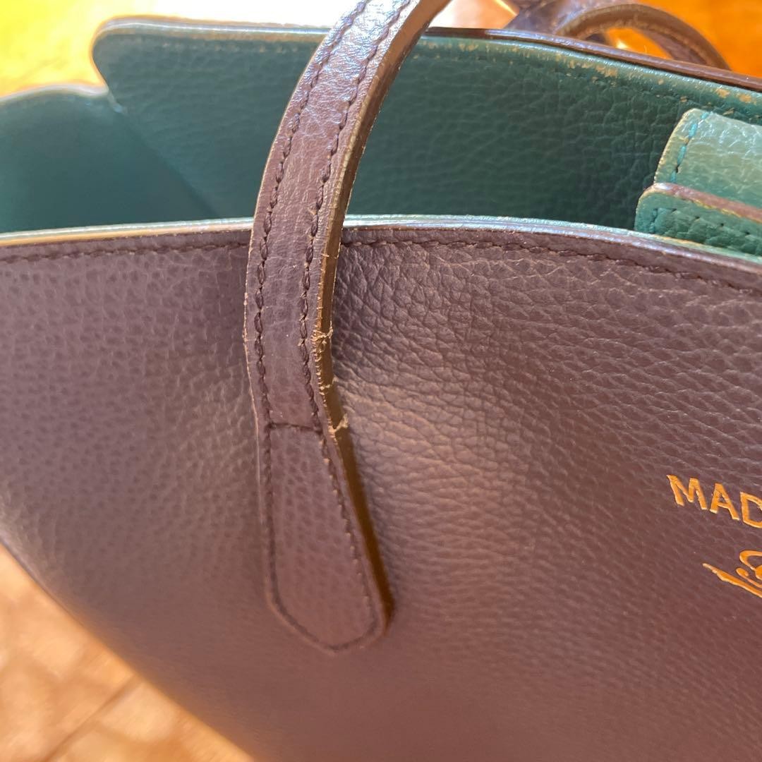 GUCCI Swing Leather Tote Bag Navy Turquoise Bi-Color Made in Italy thumbnail 18