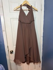 David’s Bridal Dress Brown Chiffon Halter-Neck Dress Plus Size 18