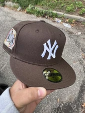 NEW ERA YORK YANKEES WS SUBWAY PATCH FITTED 5950 BROWN WALNUT GOLD HAT TRAVIS AJ