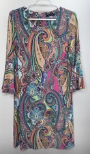 Tommy Hilfiger Womens Knee Length Dress Bright Paisley Print Colorful 10