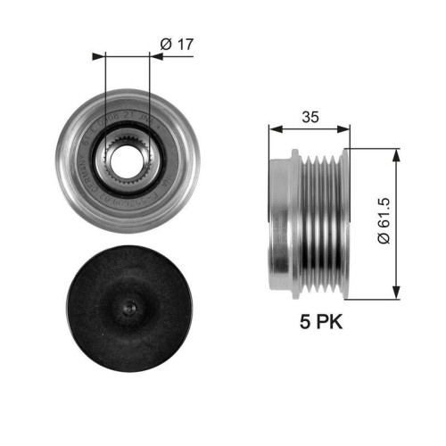 Generatorfreilauf Gates OAP7033 Drivealign™ FüR Audi Seat Skoda VW-image