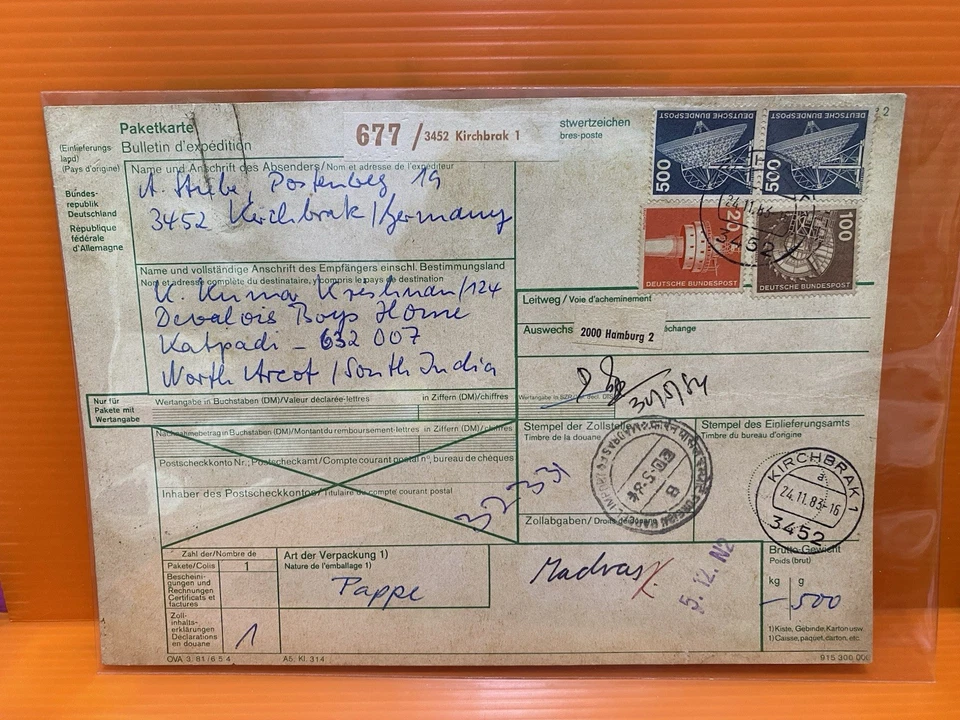 Germany Kirchbrak Po3452 Bulletin D’Expedition Parcel Stamp 1983Free Shipping !! - Image 2 of 4