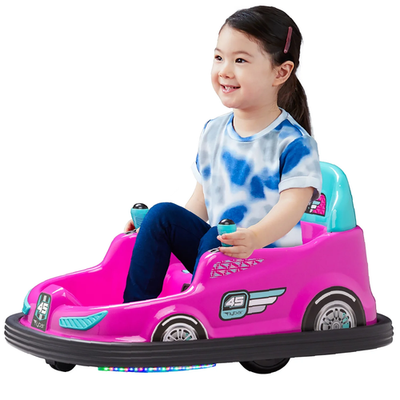 Kid Trax 6V Bumper Car Ride-On Toy, Pink, 360° Spin with LED