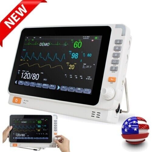 Medical Portable 10in Signs Monitor - ECG NIBP RESP TEMP SPO2 PR