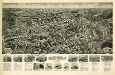 Panoramic Map of Farmingdale NY 16x24