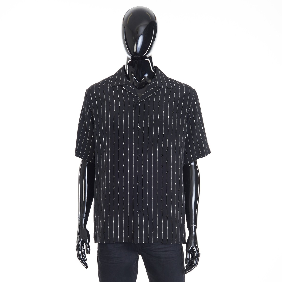 CELINE 1520$ Hawaiian Shirt - Loose Fit, Printed Stripe Silk