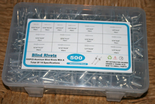 Box Set Kit Case of 500 Blind Rivets Aluminum & Steel 14 Specifications