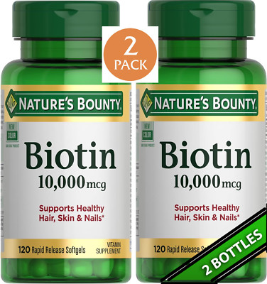 2 Pack Biotin 10000 mcg 240 Softgels (2x120) Vit. B7 For Healty Hair Skin Nails