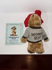 EUC 1975 Paddington Bear Plush 15" Eden Toys, Inc. Red Hat Classic With Book