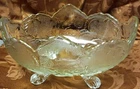 Vintage 1960's Jeanette Lombardi Scroll Footed Oval Glass Bowl