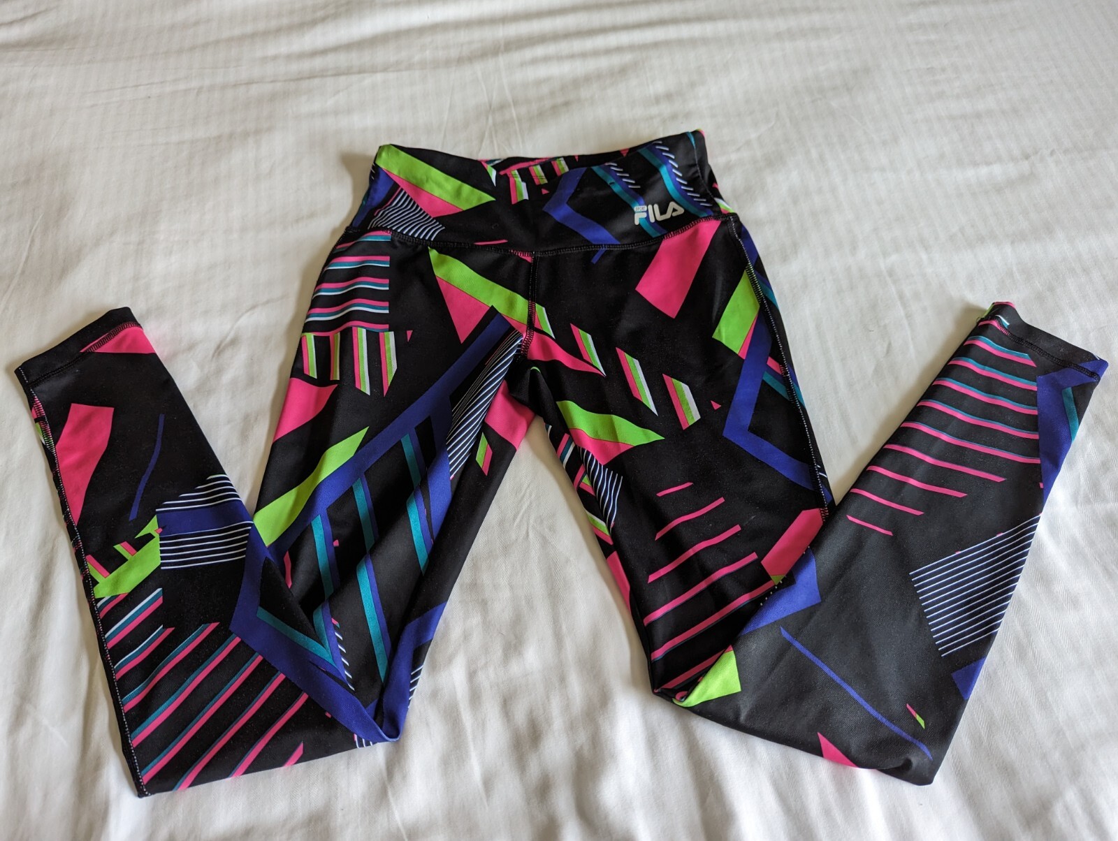 Leggings Fila Sport Live in Motion Neon Allenamento Geometrico Abbigliamento Attivo Donna XS