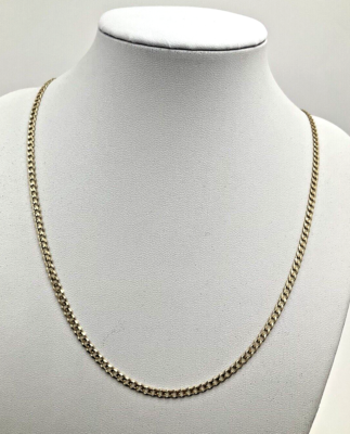 14K Yellow Gold 3mm Wide Curb Link Chain Necklace Length
