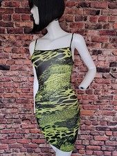Womens Bodycon Dress Size 6 Green Print Pretty Little Thing