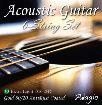 ACOUSTIC GUITAR STRINGS AntiRust Coating Light 10s Bronze Wound Pack Set Adagio