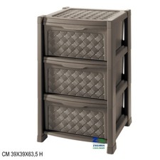 CASSETTIERA ARIANNA 3 CASSETTI EFFETTO RATTAN COLORE WENGE' CM 39X39X63,5 H
