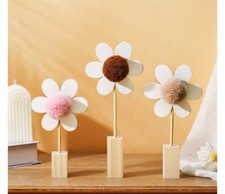 Boho Love Shelfie Daisies Brown Pink and Ivory Natural Wood Nursery D cor