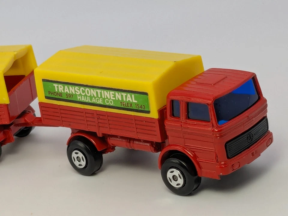 Vintage Matchbox Two Pack TP-1 Red Transcontinental Mercedes Truck/Trailer - Image 2 of 4