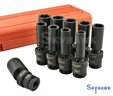 10Pc 3/8" Drive Universal Swivel Deep Impact Socket Set (METRIC) PRO Radius Set