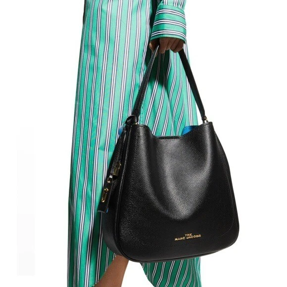 Marc Jacobs The Director Pebbled Leather Hobo Bag NWT Black Blue Gold  Padlock | eBay
