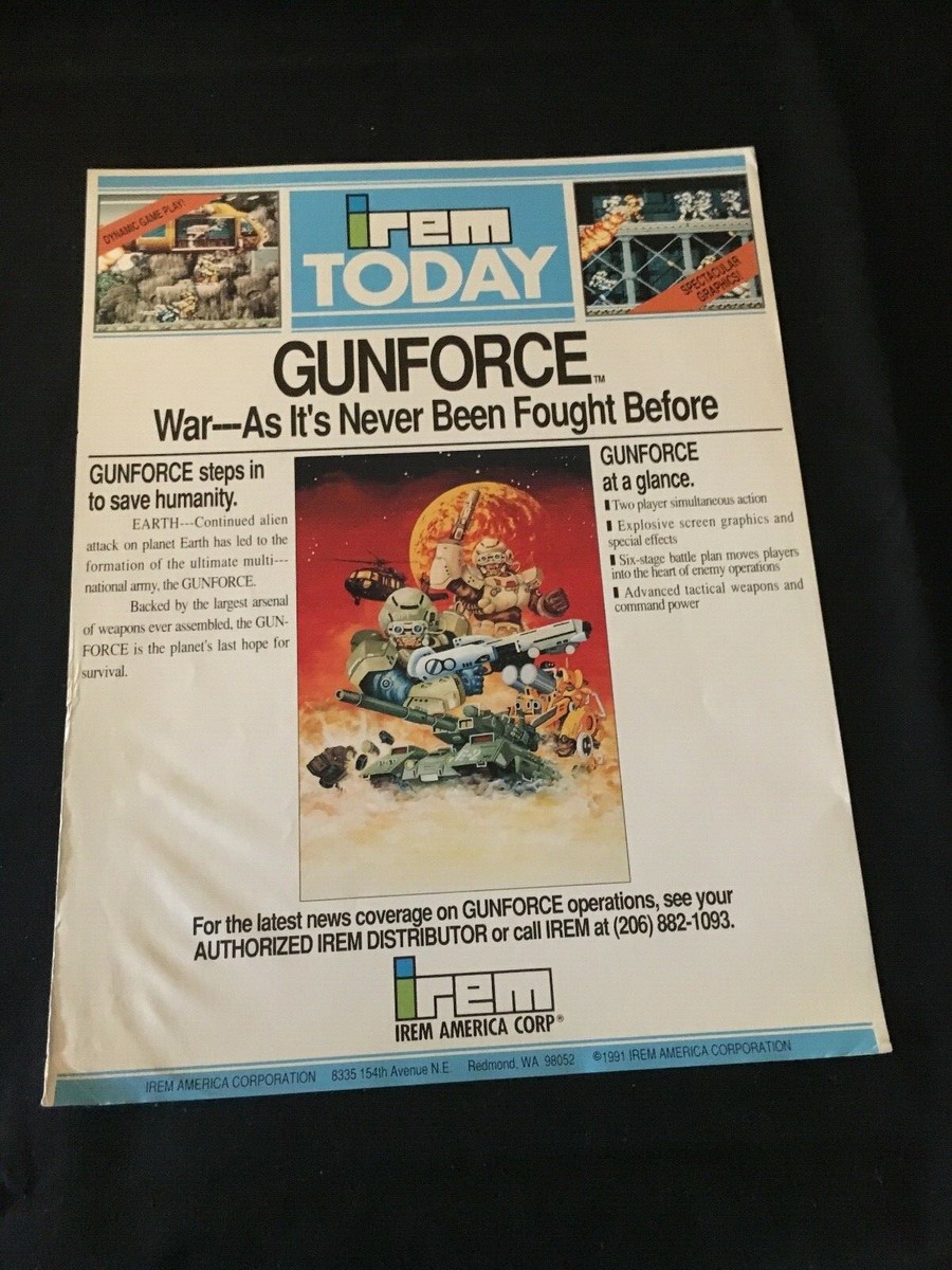 Flyer Original Arcade GunForce IREM USA - Handbill / Chirashi - Très Bon état - Collection Rétrogaming
