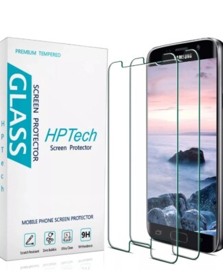 NEW HPTech (2-Pack Galaxy S7 Screen Protector - Tempered Glass Film Clear VIEW