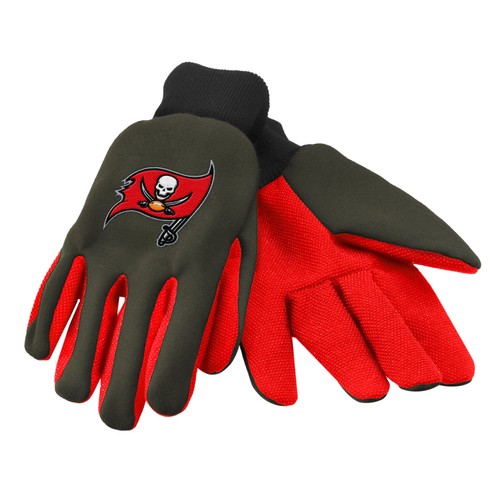 NFL Tampa Bay Buccaneers Colored Palm Utility Gloves Black w/ Red Palm by FOCO - Picture 3 of 3