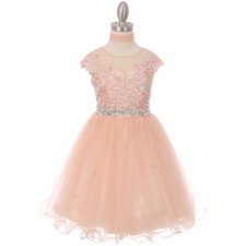 BLUSH Size 10 Sequin Lace Tulle Skirt Flower Girl Dress Birthday Bridesmaid