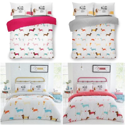 Luxury Sausage Dog Duvet Cover Bedding Set With Pillow Cases Double
