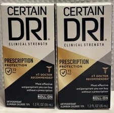 2x Certain Dri PRESCRIPTION STRENGTH Clinical Antiperspirant 1.2 oz ea Exp 02/26