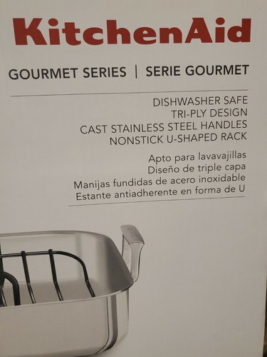 KitchenAid KC1T16RP 16 TriPly Stainless Steel Turkey Roaster Pan Riveted Handles - Picture 6 of 9