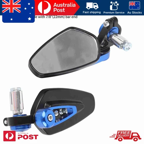Universal 7/8" 22mm Blue Bar End Side Mirrors for Motorcycles