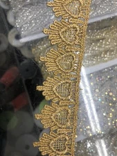 Gold Metallic Venice Lace Hearts Venice Lace Trim 1” Buy A Yard!