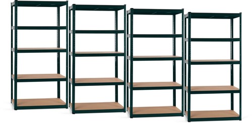 4x Scaffale Scaffalatura in Metallo Verde 5 Mensole Ripani Legno Max 875 Kg - Foto 11 di 11