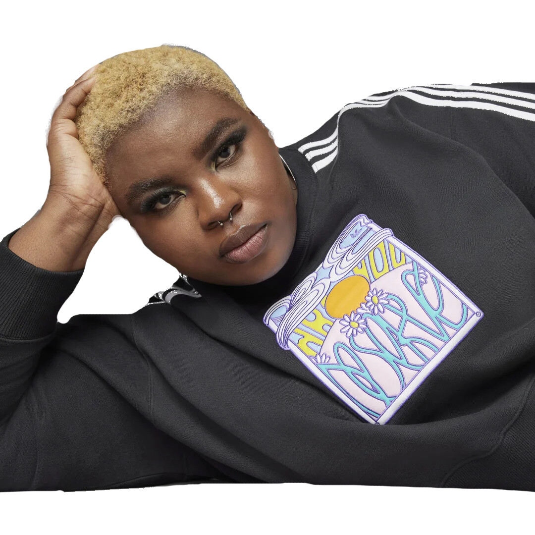 Adidas Womens Plus - всегда оригинальная укороченная толстовка Оверсайз с круглым вырезом